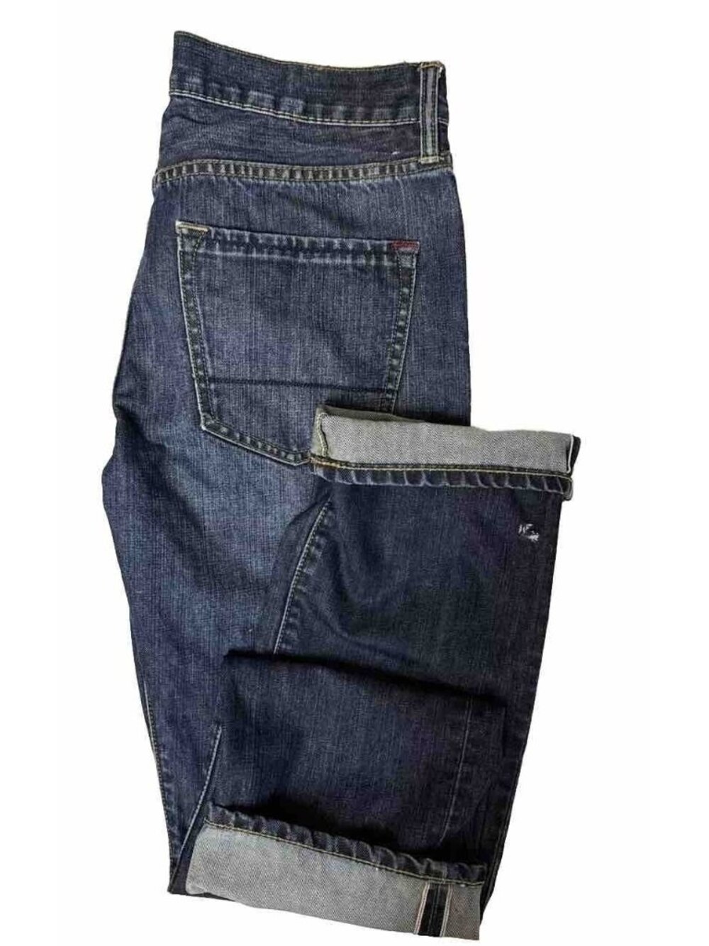 DH3 Men 34X32 Jake Selvedge Selvage Straight Blue Jeans Distressed